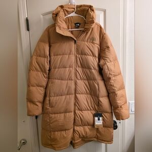 The North Face Women's Long Puffer Coat in Camel
